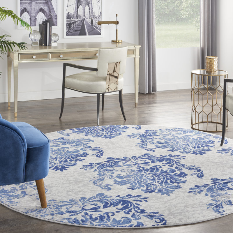 Godliman Floral Indoor Rug, Round 8'