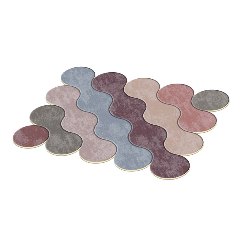 Tapis bleu / brun / rose en polyester tissé à la machine Novelty Aultchi, Nouveauté 3 pi 3 po x 5 pi 3 po