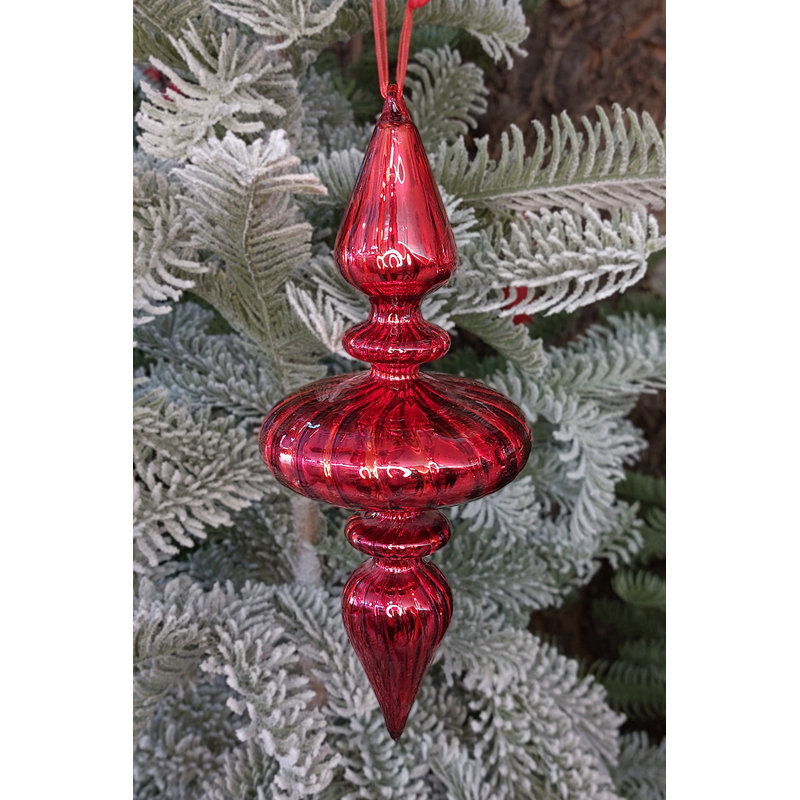Ornement en verre rouge torsadé F07M10-1
