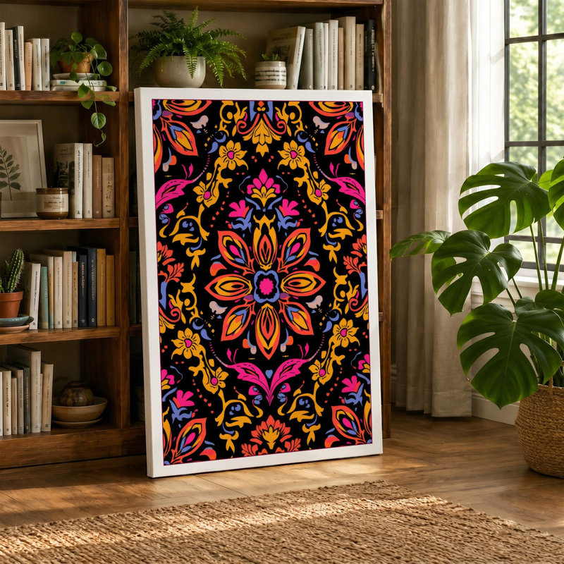 Ornate Mandala Bloom Maximalist 1 Piece Wrapped Canvas Wall Art, 18x12 - 45.7 x 30.5 cm, Cream Border