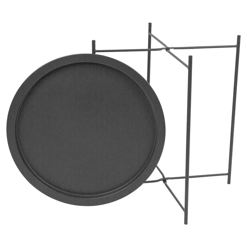 Harbour Housewares Round Steel Tray Table, Black