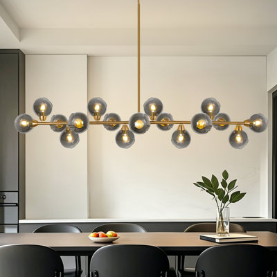 17-light Modern Linear Black And Gold Mid Century Chandelier For Dining Room