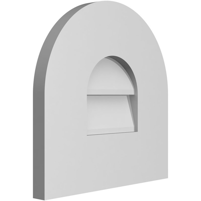 Round Top Surface Mount Signature Urethane Non-Functional Gable Vent Primed Tan, 12" H x 12" W x 1" D
