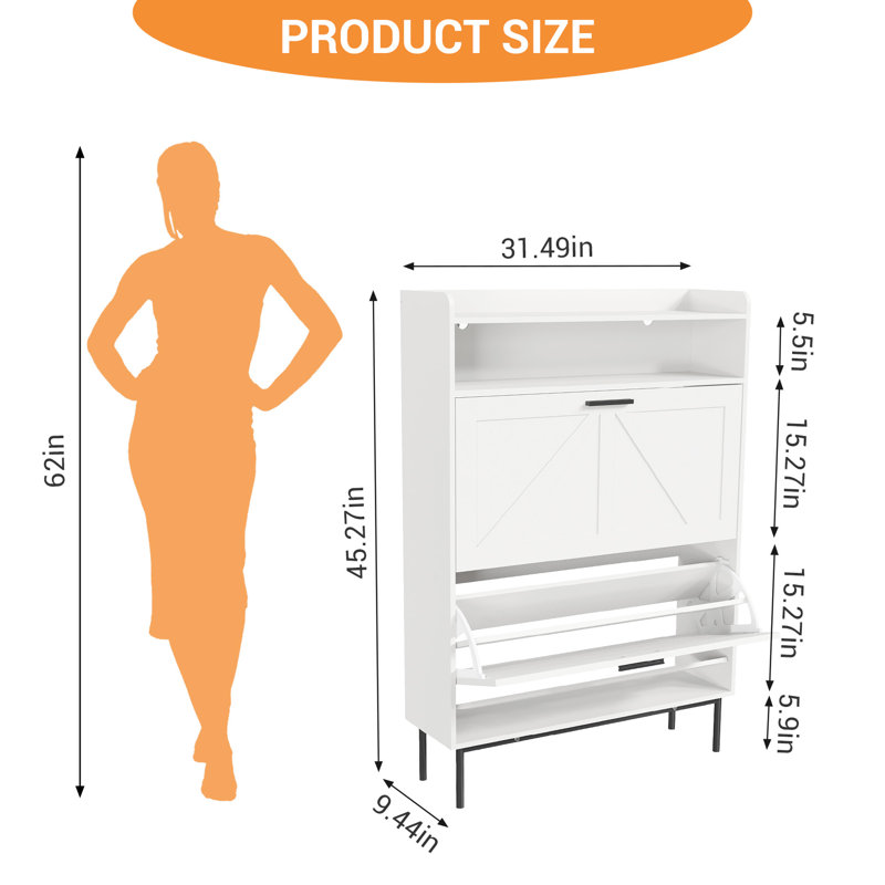 Armoire de rangement pour chaussures Farmhouse, Blanc