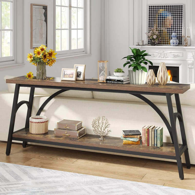 Merga 70.86'' Console Table, Brown/Black
