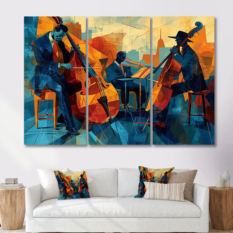 Miroir - ensemble d'art mural musicien, H 28 po x l 36 po x P 1 po, Toile tendue