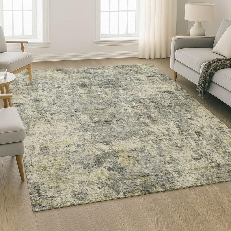Premium Machine Washable Mayfield AMF2061 Abstract Rug, 8' x 10', Pewter