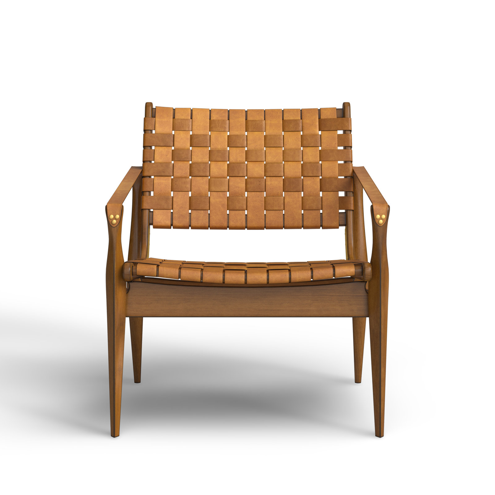 Kenan Upholstered Armchair, Brown Genuine Leather, Brown