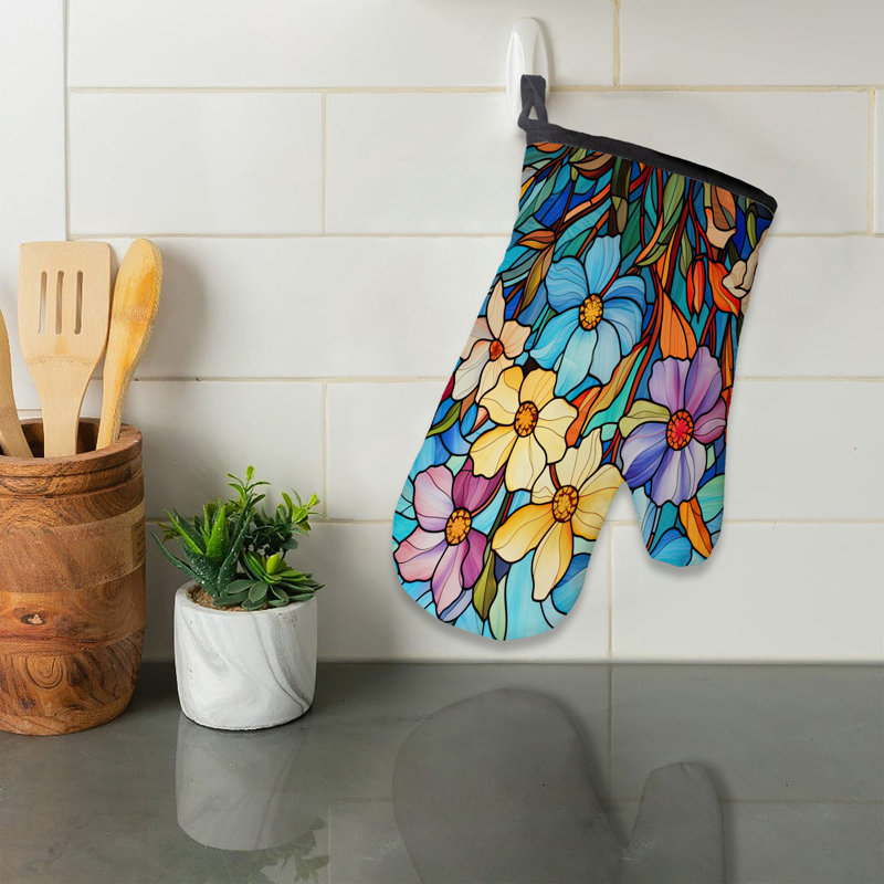 Bloomed Glass Oven Mitt Cotton Twill