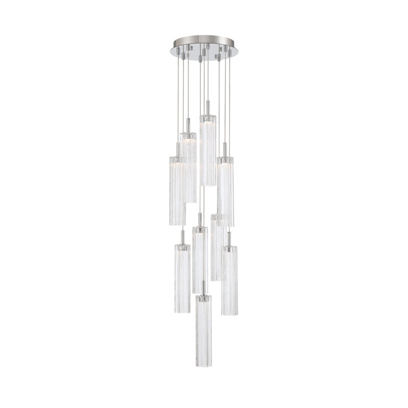 Luminaire suspendu DEL 12 po Delaney, H 196,5 po x l 36 po x P 36 po, Clair, Chrome poli