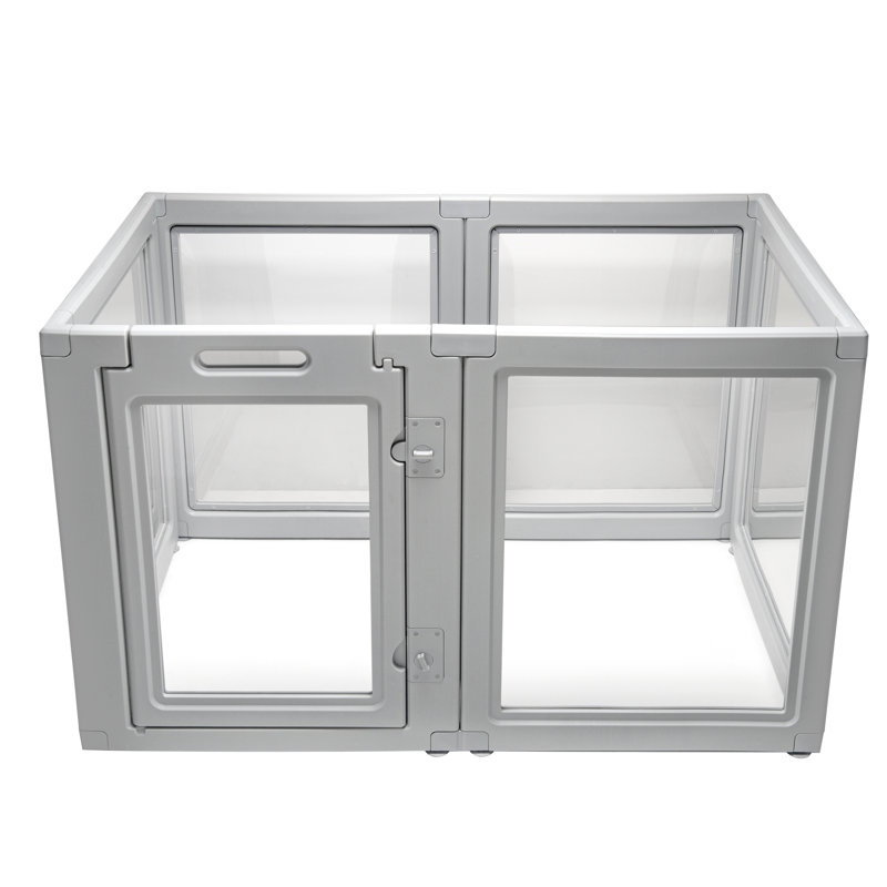 Clear Gray Plastic 30-Inch 6-Panel Pet Playpen