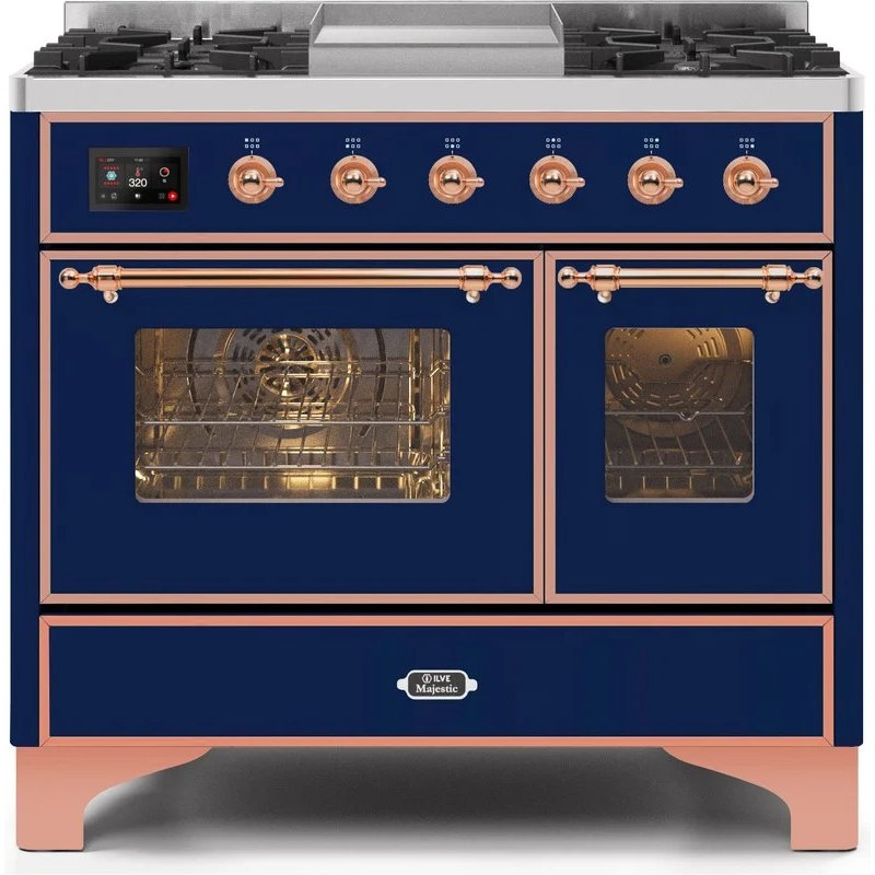Majestic II 40" 3.82 cu. ft. Freestanding Dual Fuel Range with Griddle, Liquid Propane, Midnight Blue/Copper