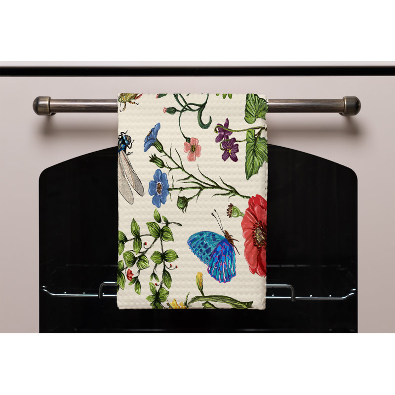 Cotton Floral Waffle Kitchen Towel