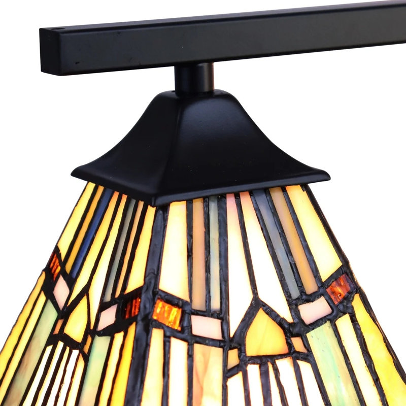 KINSEY Mission Tiffany-Style Blackish Bronze 5 Light Large Chandelier 30" Wide