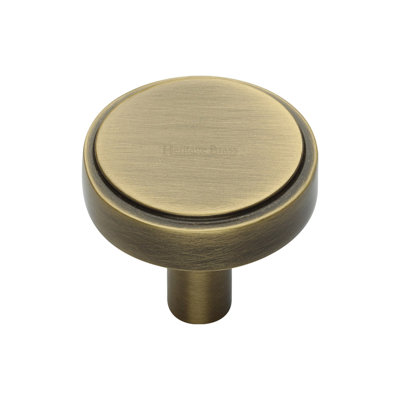 Heritage Brass Cabinet Knob Stepped Disc Design