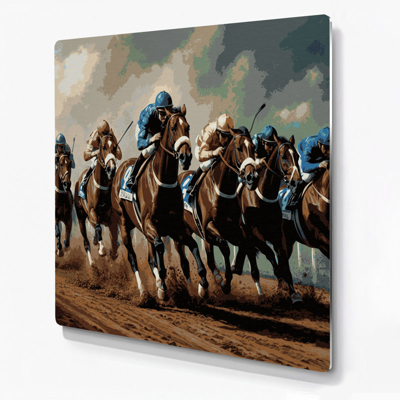 «Sports Horse Racing», art mural gris en métal