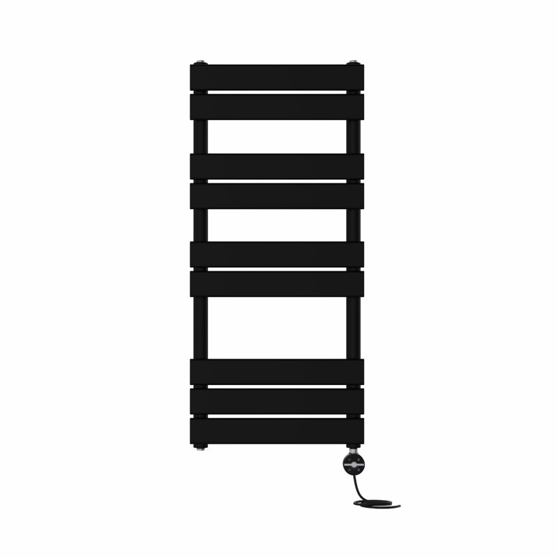Flat Panel Towel Rail Heated Towel Rails, 100cm H x 45cm W x 6.2cm D, Black