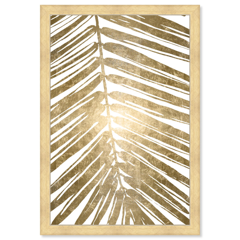 «Gold Tropical Leaves IV Gold Metallic», impression, Cadre doré, H 15 po x l 10 po x P 1,5 po