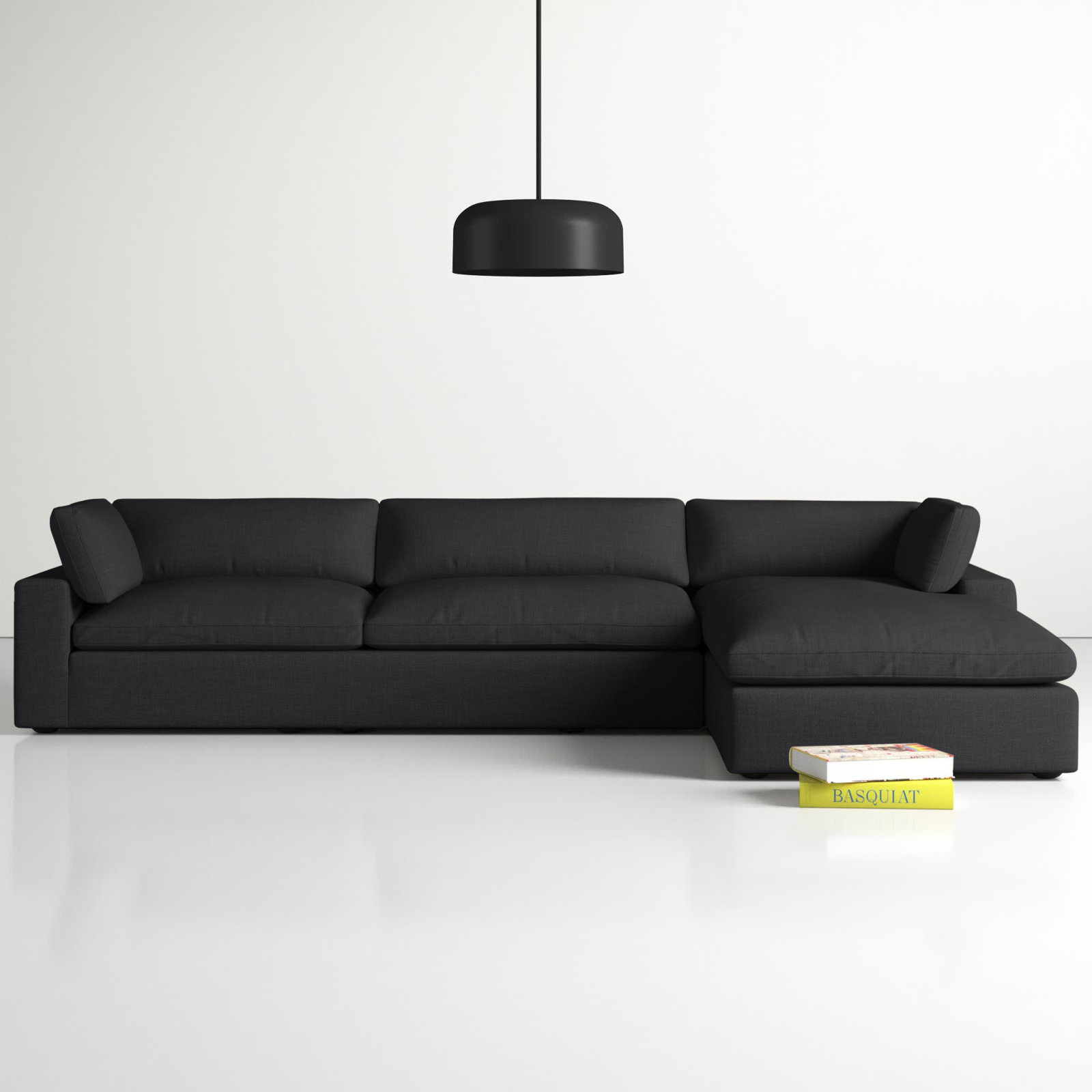 Asher Linen Sofa and Chaise, Peyton Pepper Linen, Right Hand Facing