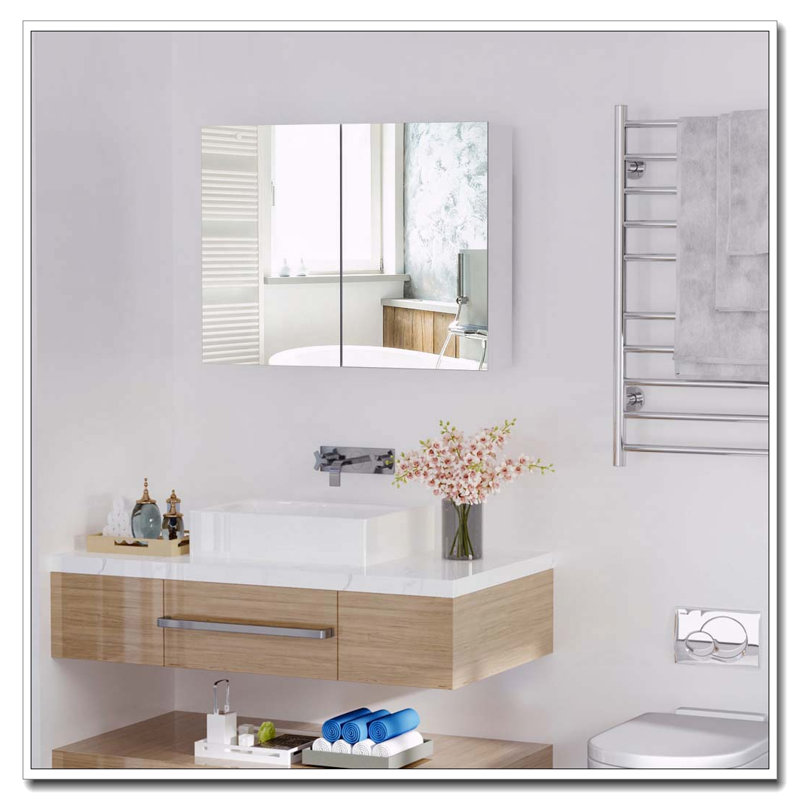 Armoire à pharmacie murale à double porte avec miroir