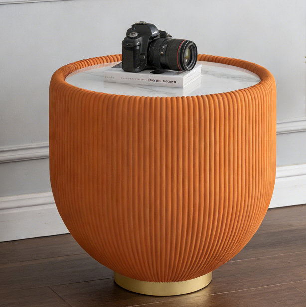 Table d'appoint, Or, marbre, orange