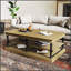 Table basse spacieuse en bois avec 2 étagères ouvertes, design moderne pour un rangement optimisé et un style élégant dans le salon-447231851