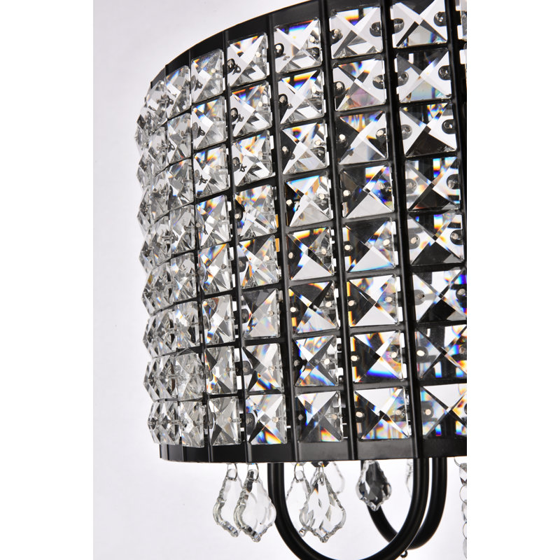 Dusin Semi Flush Mount, Black, Black/Clear, 19" H x 14" W x 14" D