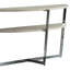 Eleni Console demi-lune en bois blanc / chrome avec structure et tablette en métal chromé