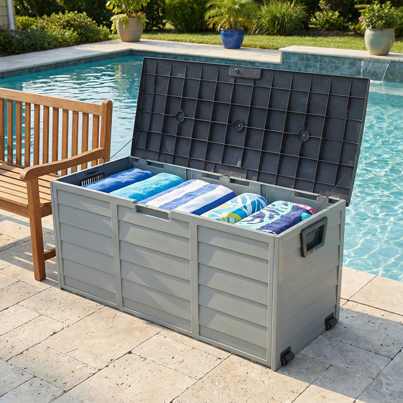 Boîte de rangement pour terrasse et jardin toutes saisons