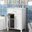 Meuble-lavabo 24 po avec lavabo en céramique de style compact. L 24,2 po x P 18,5 po x H 34 po. Fabrication en bois massif, détails. Accents dorés. Rangement double. Espace intérieur réglable. Mobilier moderne