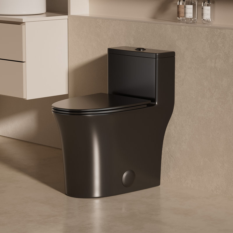 Toilette allongée une pièce 17 po, Black