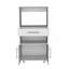 Kitchen Pantry H 48 ", deux tablettes de rangement ouvertes, une pour micro-ondes, deux portes, quatre pieds