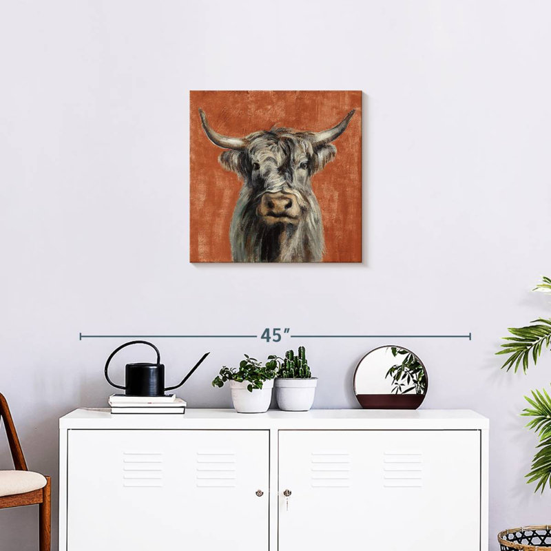 Brampt Highland Cow sur terre cuite, H 20 po x l 20 po