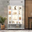 Grande vitrine en fer avec porte vitrée et lumières DEL en acier-1677785694