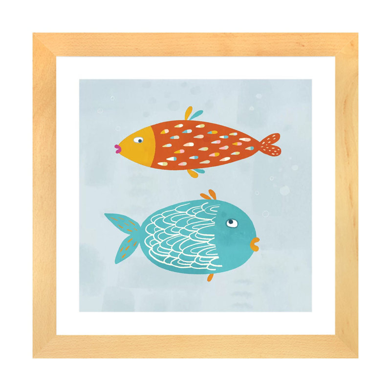 «Sarcastic Fish» par Nic Squirrell - impression d'art graphique, Toile avec cadre en bois beige, H 16 po x l 16 po x p 1 po