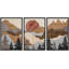 " Wood Effect Sunset Pine Tree Forest Mountain Range Landscape Nature Wilderness Rustic Vintage Decor " 3 - Pieces on-98697765-98697766