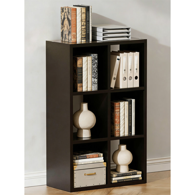 Black 6-Cube Storage Organizer, Fits 11-Inch Bins, Stackable Bookcase For Closet, Bedroom, Black