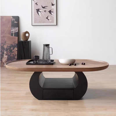 Table basse ovale en bois massif