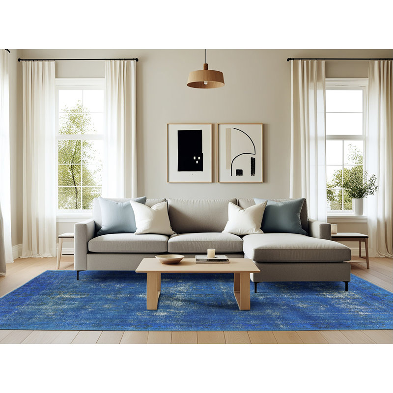 Tapis oriental bleu, Rectangle de 6 pi x 9 pi