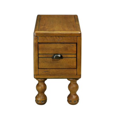Solid Wood End Table, Rectangle 23.6 Inch Narrow Side Table With Drawer, Vintage Bedside Table Nightstand For Small Spaces, Living Room, Bedroom, Easy Assembly,
