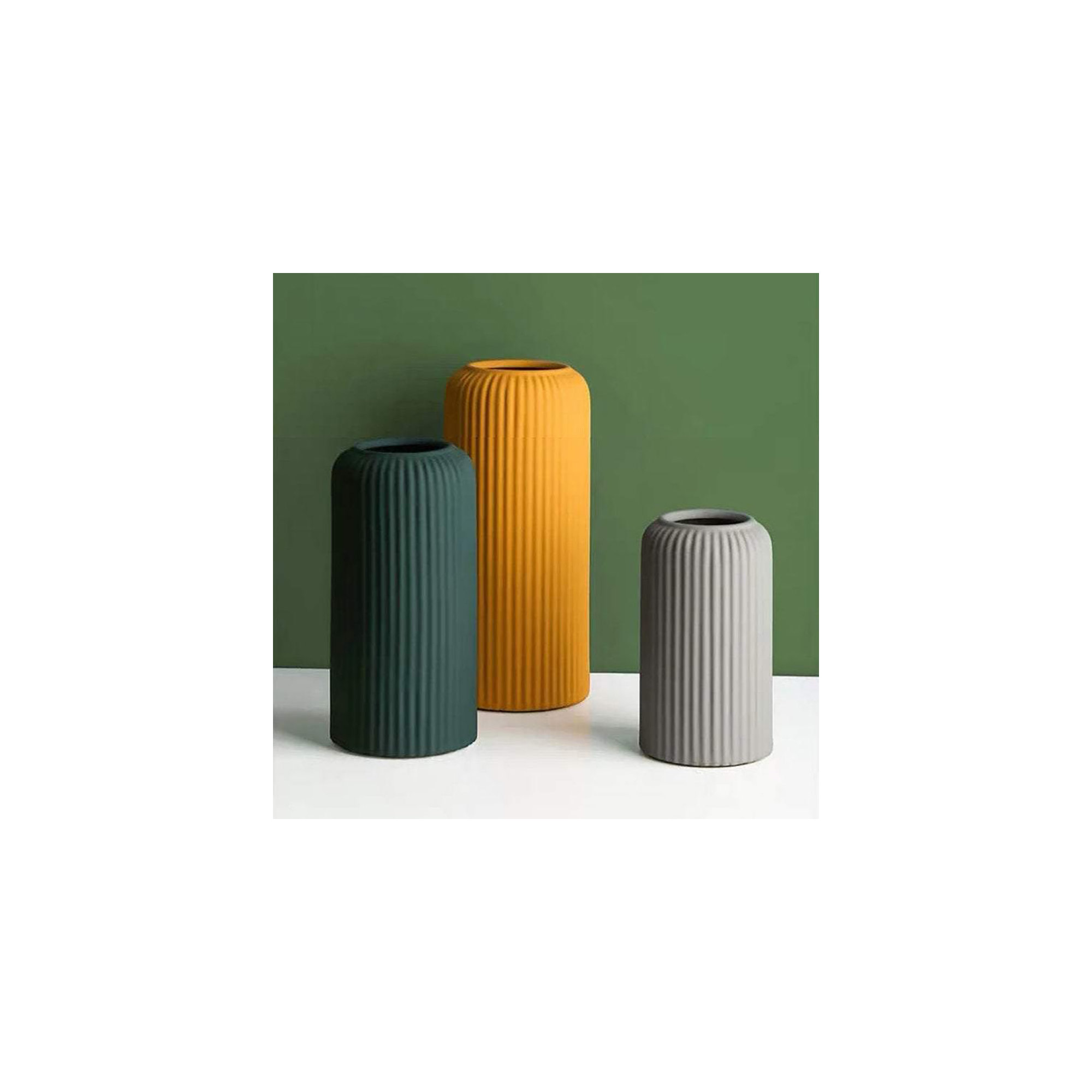 Munich Handmade Ceramic Table Vase, Yellow, 10.04" H x 4.25" W x 4.25" D