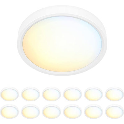 Plafonnier encastré de 5 pouces à DEL 5 pouces à DEL Edgelit pour installation sur le terrain, mini, à panneau plat, à intensité variable, 120VAC, 10W, 620LM, CRI90, ETL, pour environnement humide, blanc, 12 paquets