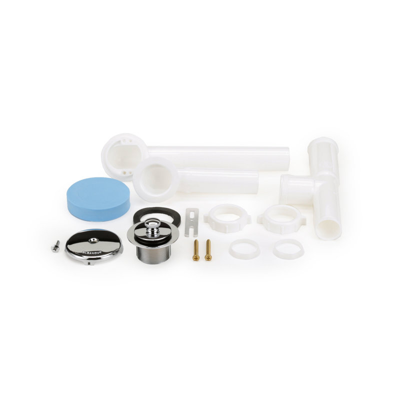 Drain de baignoire en plastique avec trop-plein, Chrome poli