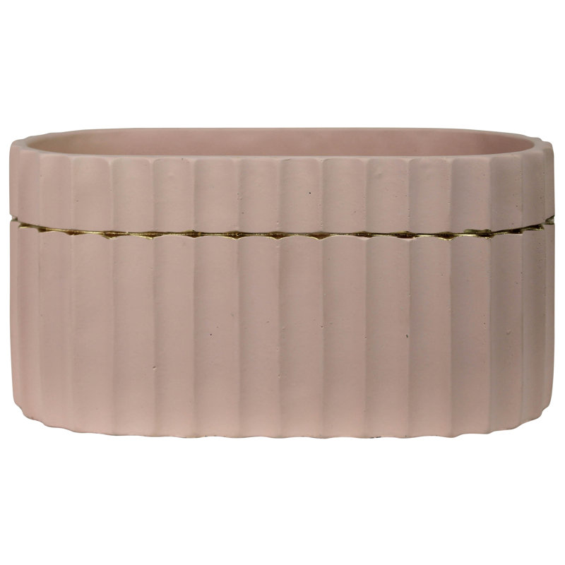 Oval Scalloped Planter, Clay/Gold