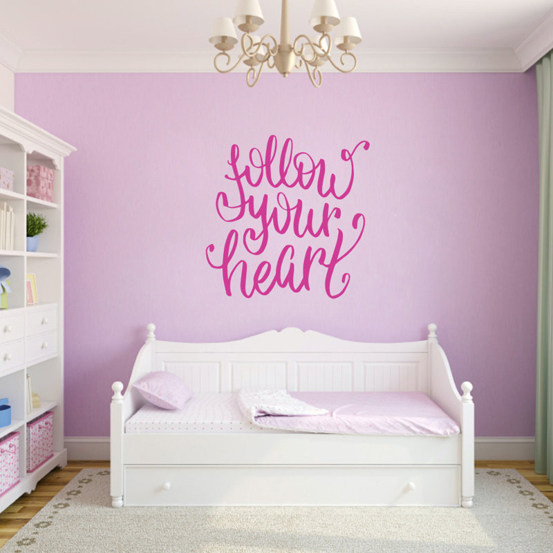 Décalcomanie murale en forme de coeur, Rose chaud