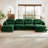Modular Sectional U Shaped Couch With Ottoman, Soft Chenille Fabric, Quilted Pleated Design, High-Density Foam, Elegant Armrests, Easy Install For Bedrooms And Living Rooms, Green-1455838355-1455838357