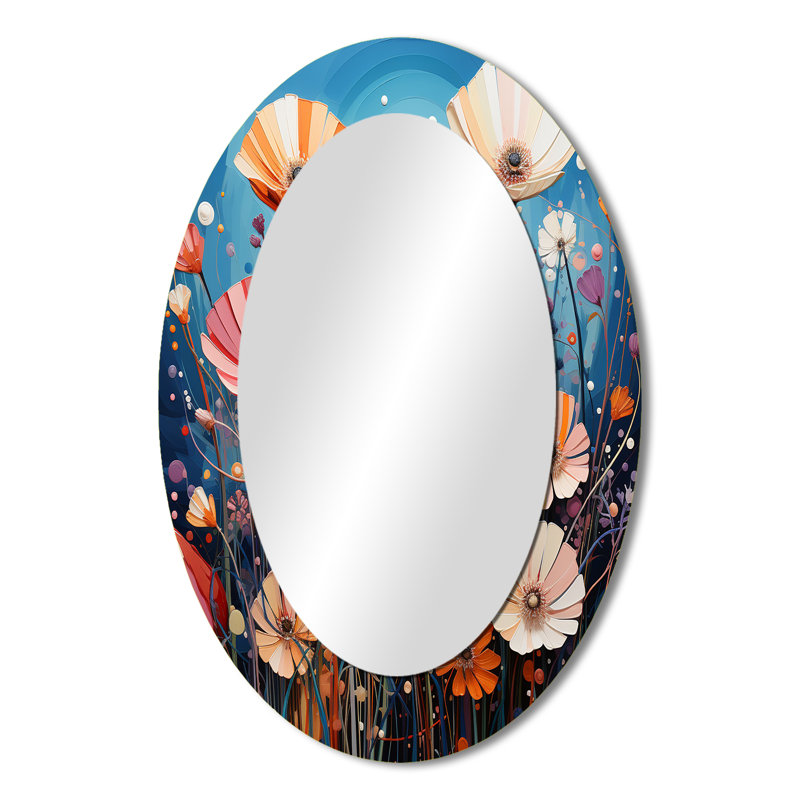 Kivett - Miroir floral en métal, 36 po x 24 po