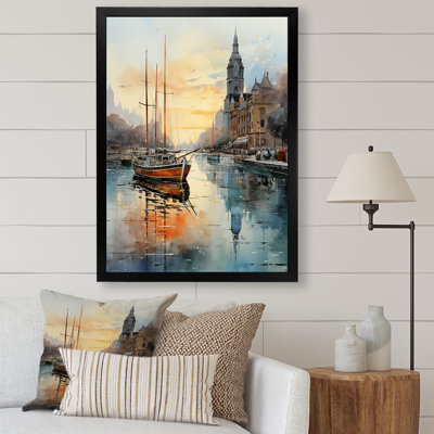 Kordale " Yellow Teal New York Harbor Twilight "