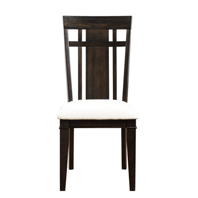 Chaises d'appoint au fini brun foncé, siège beige, mobilier de salle à manger en bois 2 pièces