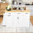 Stylish Kitchen Island with Hidden Trash Bin Compartment, Sliding Doors, Adjustable Shelf and Spice Rack-271969512